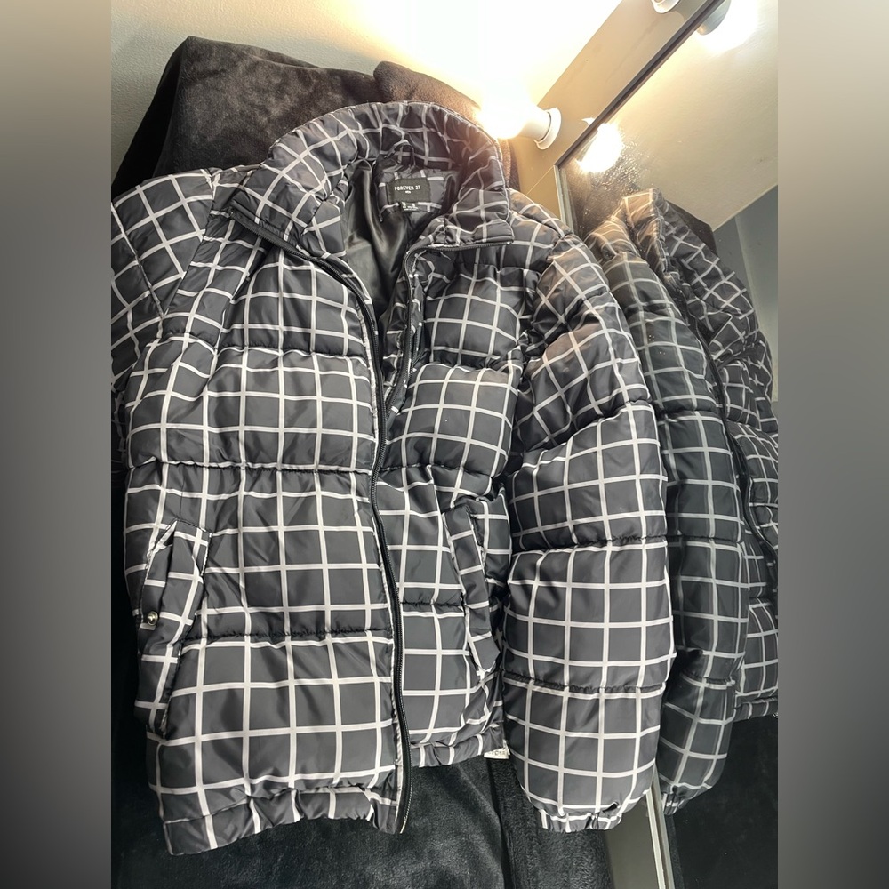 Forever 21 Black and Gray Checkered Jacket